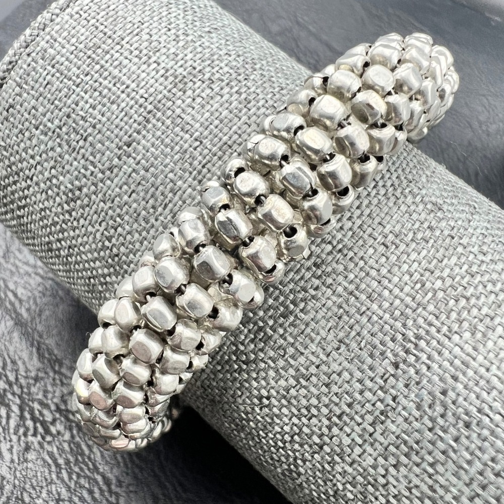 Popcorn Bead Stretch Bracelet OS Silver Excellent